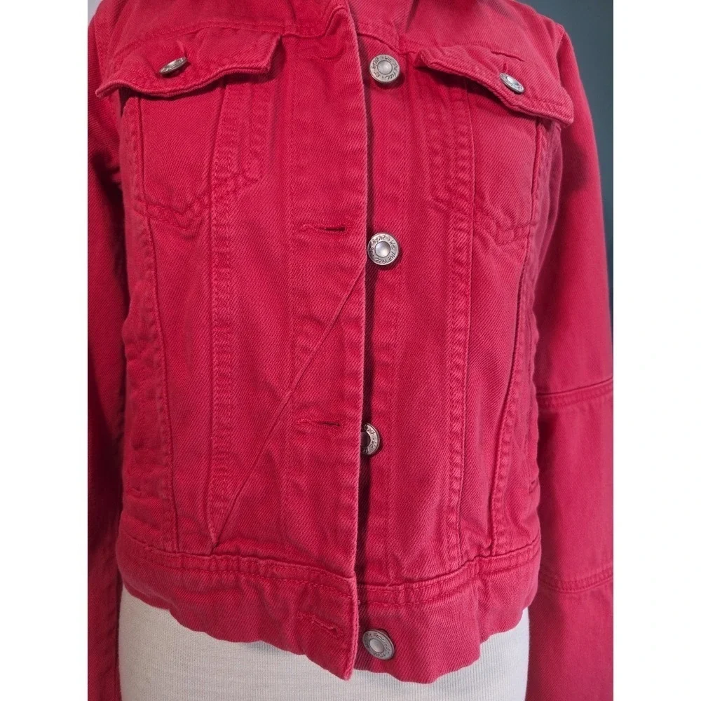 Free People Women's Red Jean Jacket XS - Picture 5 of 11